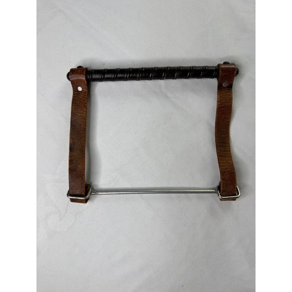 Antique Golf Club Carrier Holder Leather Golf club holder Clubs hang metal piece - Picture 1 of 5